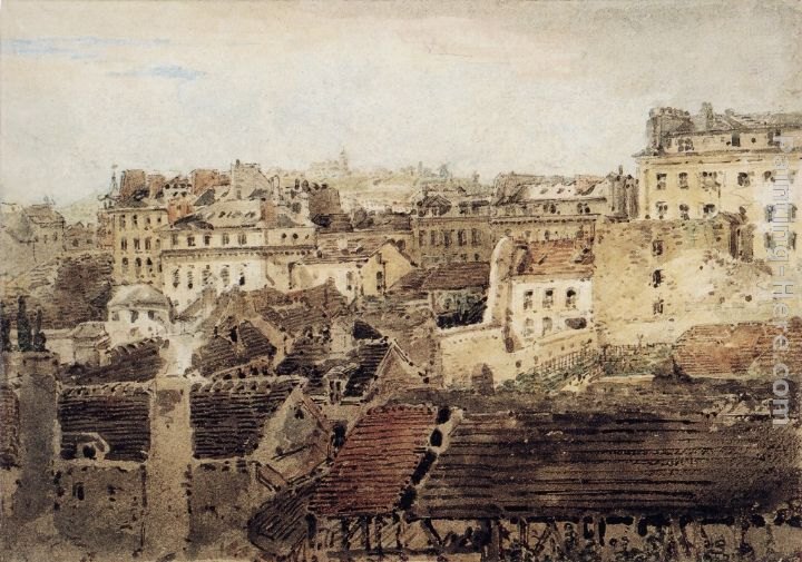 Thomas Girtin Paris View of Roofs looking toward Montmartre